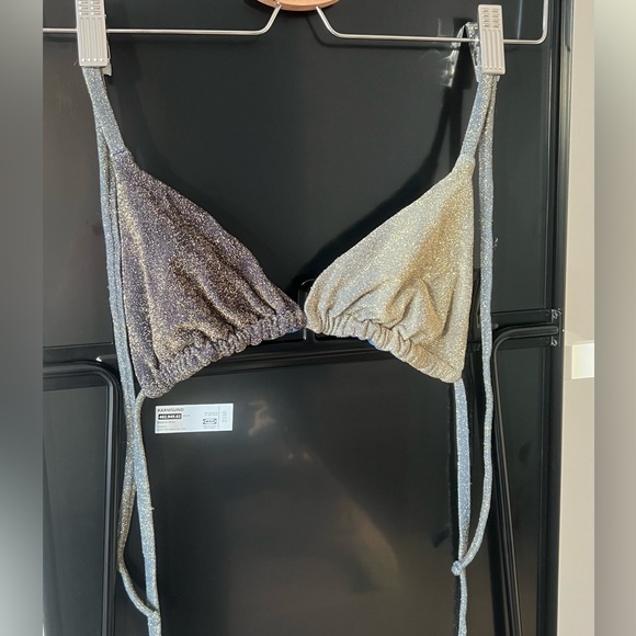 aerie Other - Aerie Glittering Blueish Gray and Gold Bikini Top